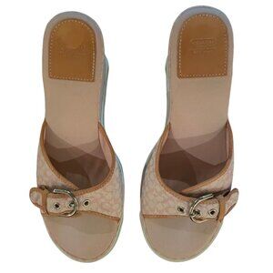 Coach Adele P525 Pink & White Wedge Sandals – Size 11B